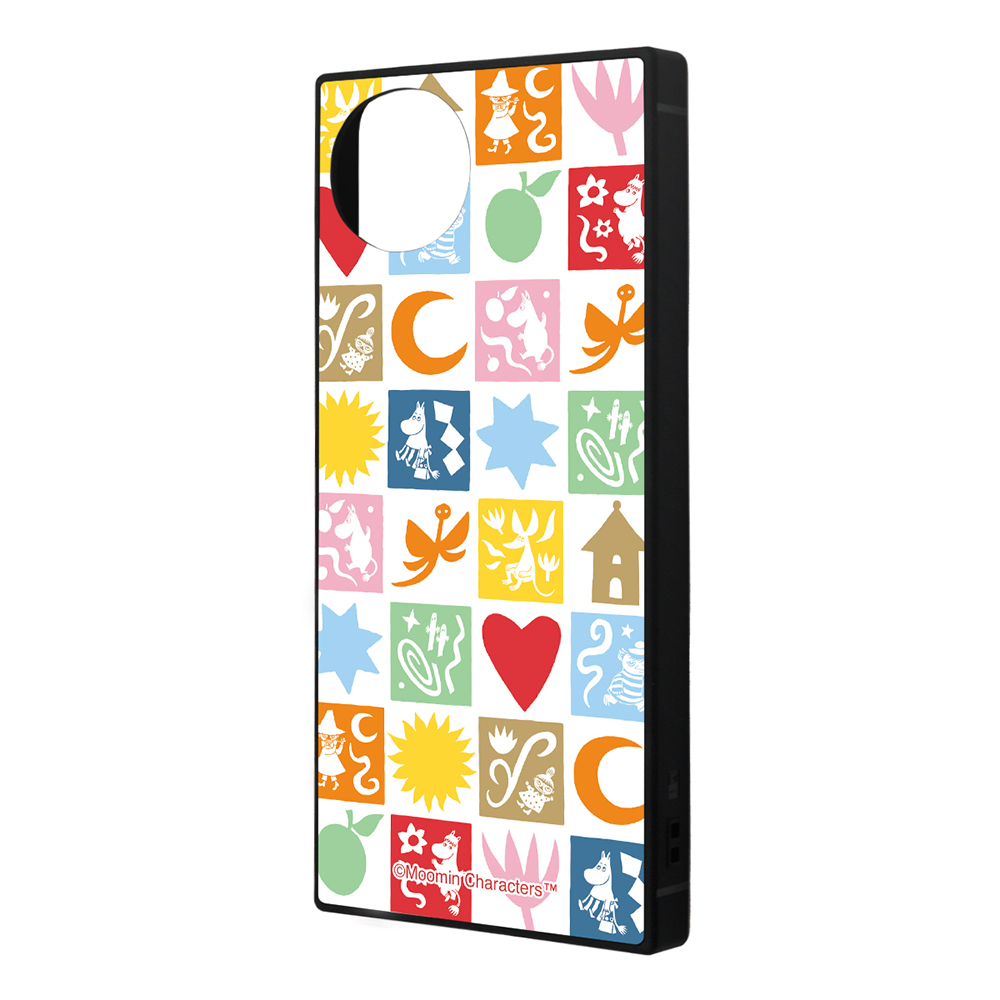 AQUOS wish4 ムーミン / KAKU 衝撃吸収 バンパー スクエア ハイブリッドケース  / ムーミン80周年_Squares2